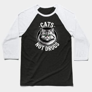 Cats Not Drugs Munchkin British Longhair Baseball T-Shirt